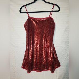 Free People Intimately Sequin Slip Mini Dress Ruby Red Size Small